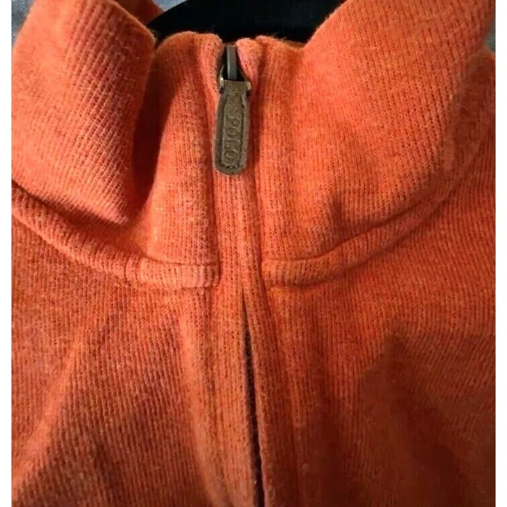 Polo Ralph Lauren Sweater Men XL Orange Long Sleeve Pullover 1/4 Zipper‎ Cotton